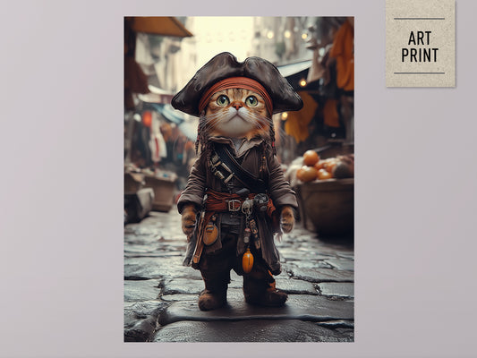 POSTER ›He is a pirate 1‹ / Wanddeko, Art Print, Kinderzimmer Poster, Pirat, Katze, Jack Sparrow