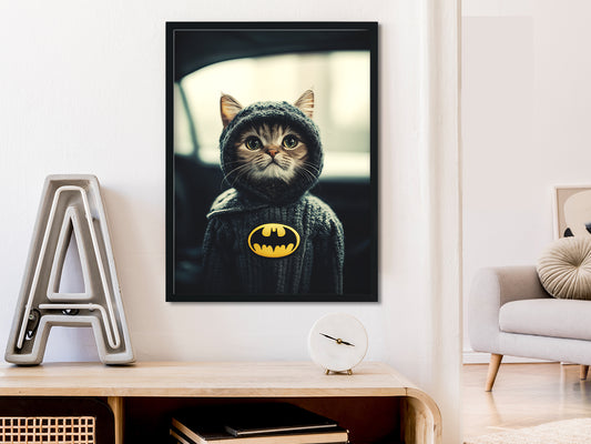 POSTER ›Catman 1‹ / Wanddeko, Art Print, Kinderzimmer Poster, Superheld, Katze, Batman, Geschenk für Katzenfans