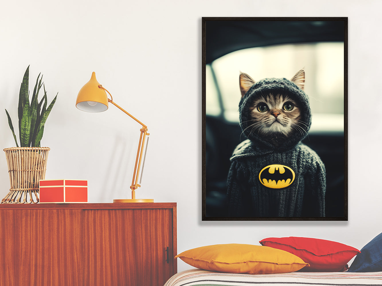 POSTER ›Catman 1‹ / Wanddeko, Art Print, Kinderzimmer Poster, Superheld, Katze, Batman, Geschenk für Katzenfans