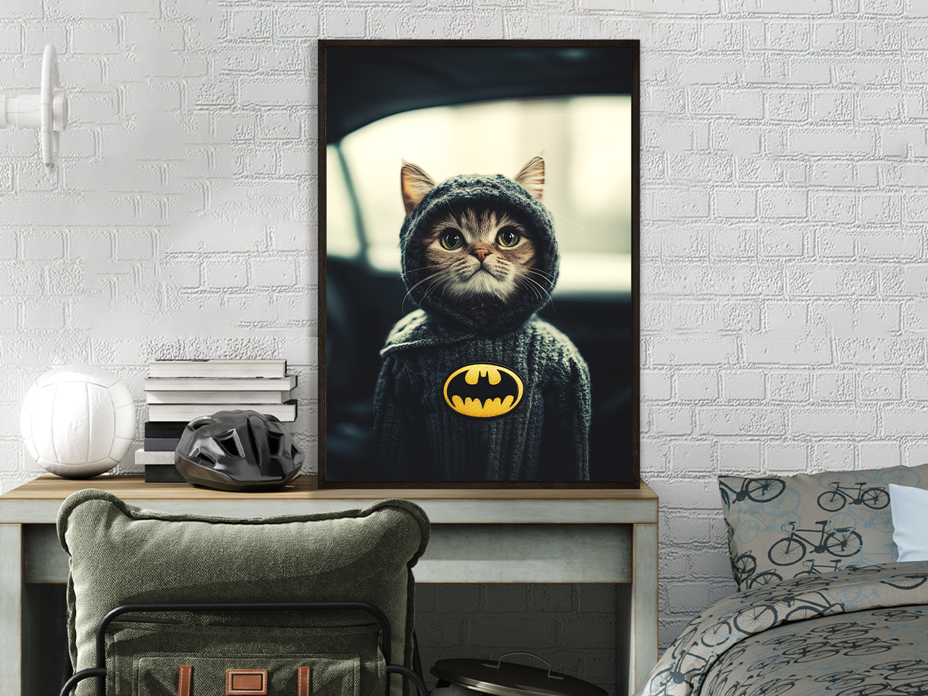 POSTER ›Catman 1‹ / Wanddeko, Art Print, Kinderzimmer Poster, Superheld, Katze, Batman, Geschenk für Katzenfans