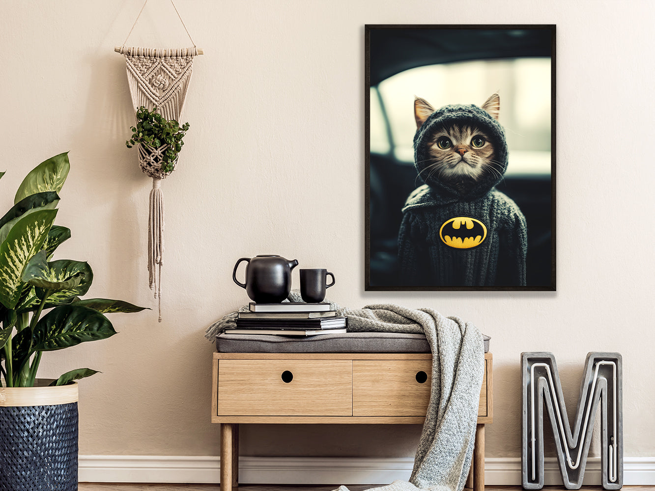 POSTER ›Catman 1‹ / Wanddeko, Art Print, Kinderzimmer Poster, Superheld, Katze, Batman, Geschenk für Katzenfans
