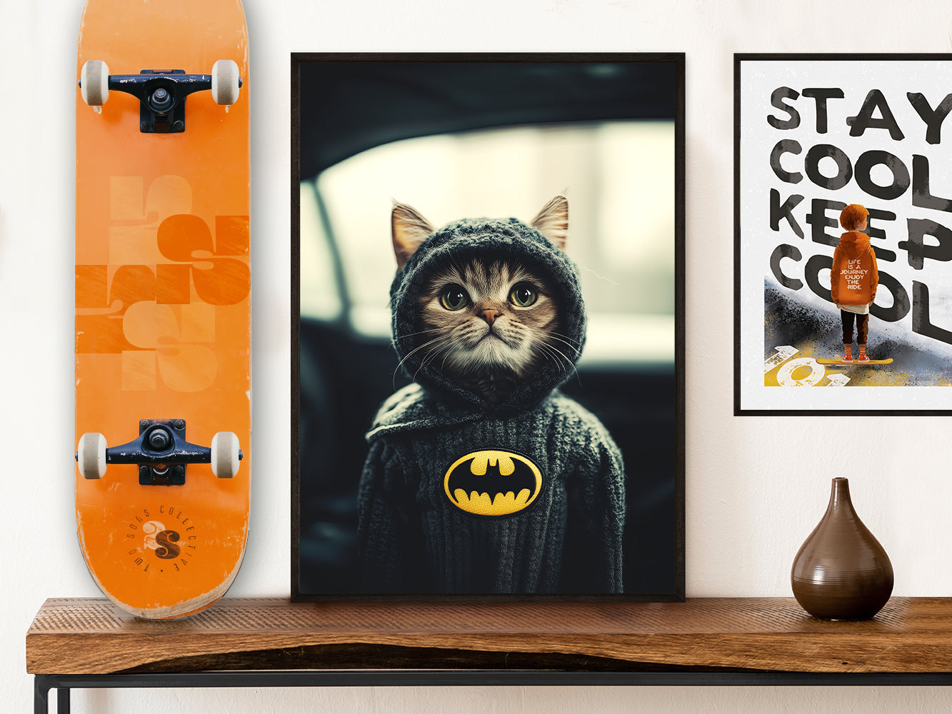 POSTER ›Catman 1‹ / Wanddeko, Art Print, Kinderzimmer Poster, Superheld, Katze, Batman, Geschenk für Katzenfans