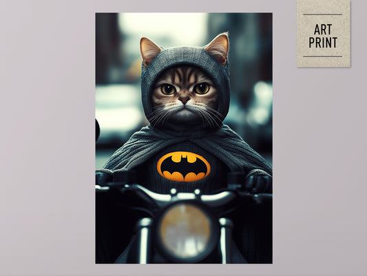 POSTER ›Catman 2‹ / Wanddeko, Art Print, Kinderzimmer Poster, Superheld, Katze, Batman, Geschenk für Katzenfans