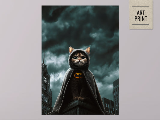 POSTER ›Catman 3‹ / Wanddeko, Art Print, Kinderzimmer Poster, Superheld, Katze, Batman, Geschenk für Katzenfans