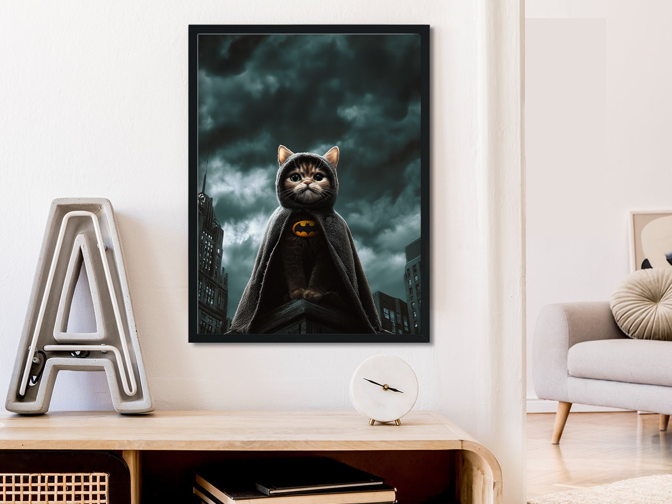 POSTER ›Catman 3‹ / Wanddeko, Art Print, Kinderzimmer Poster, Superheld, Katze, Batman, Geschenk für Katzenfans