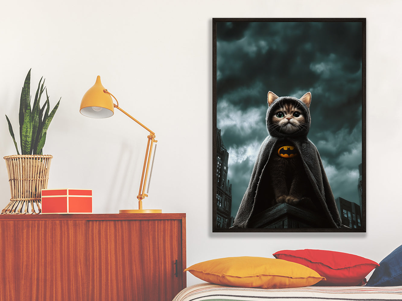 POSTER ›Catman 3‹ / Wanddeko, Art Print, Kinderzimmer Poster, Superheld, Katze, Batman, Geschenk für Katzenfans