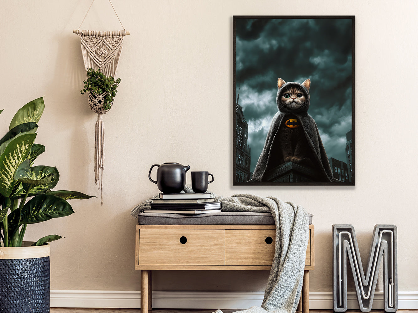POSTER ›Catman 3‹ / Wanddeko, Art Print, Kinderzimmer Poster, Superheld, Katze, Batman, Geschenk für Katzenfans