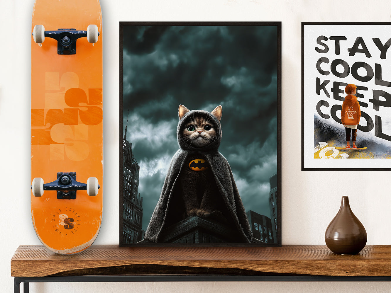 POSTER ›Catman 3‹ / Wanddeko, Art Print, Kinderzimmer Poster, Superheld, Katze, Batman, Geschenk für Katzenfans