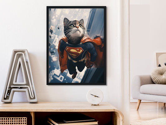 POSTER ›Supercat 2‹ / Wanddeko, Art Print, Kinderzimmer Poster, Superheld, Katze, Batman, Geschenk für Katzenfans (Kopie) (Kopie)
