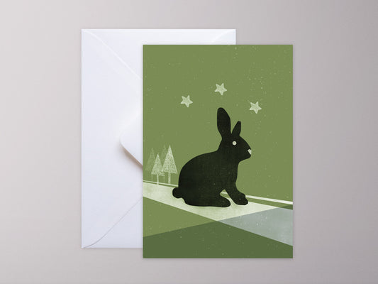 Weihnachtskarten-Set ›WINTER-TIERE‹, Vintage Illustration mit Elch, Pinguin, Hase und Eule