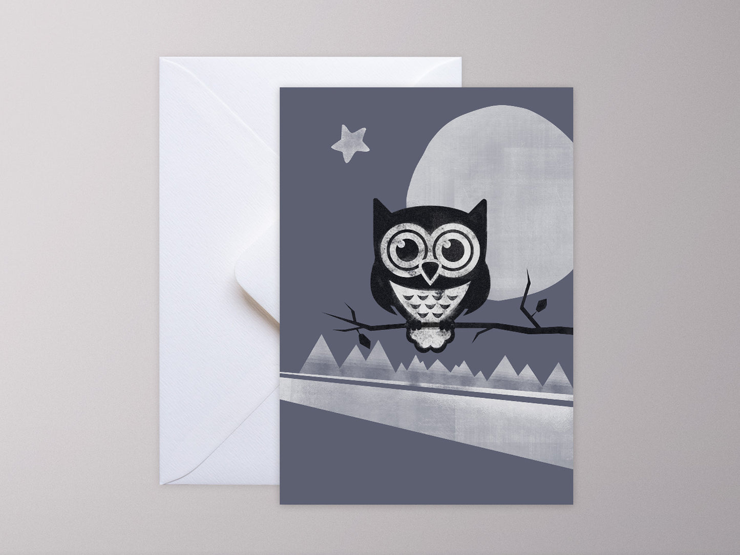 Weihnachtskarten-Set ›WINTER-TIERE‹, Vintage Illustration mit Elch, Pinguin, Hase und Eule