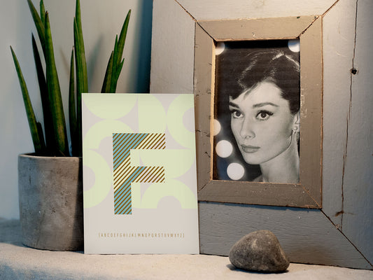 Postkarte Buchstabe F / ABC Karte, Alphabet, Grußkarte, Initial