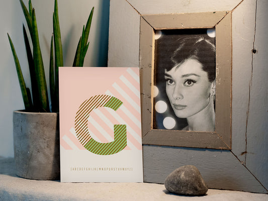 Postkarte Buchstabe G / ABC Karte, Alphabet, Grußkarte, Initial