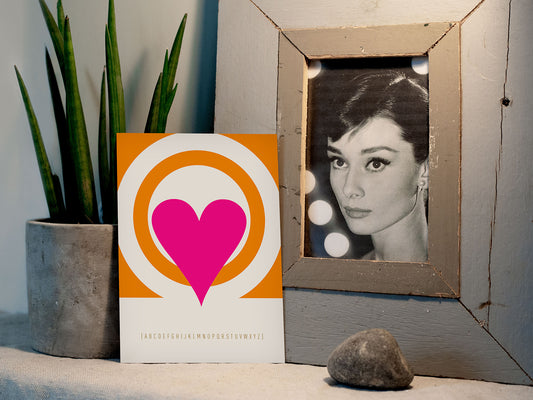 Postkarte Buchstabe HERZ / ABC Karte, Alphabet, Grußkarte, Initial