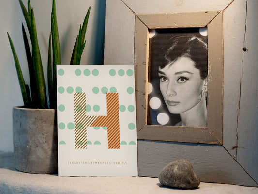 Postkarte Buchstabe H / ABC Karte, Alphabet, Grußkarte, Initial
