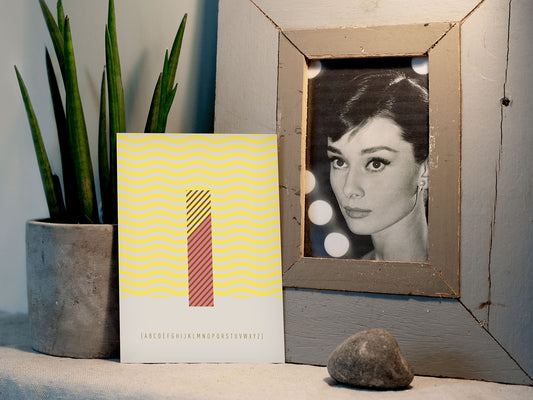 Postkarte Buchstabe I / ABC Karte, Alphabet, Grußkarte, Initial