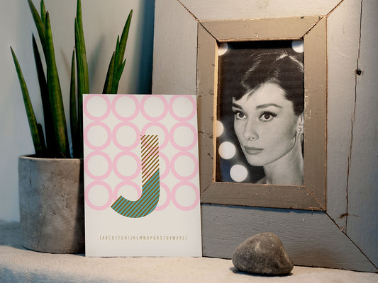 Postkarte Buchstabe J / ABC Karte, Alphabet, Grußkarte, Initial