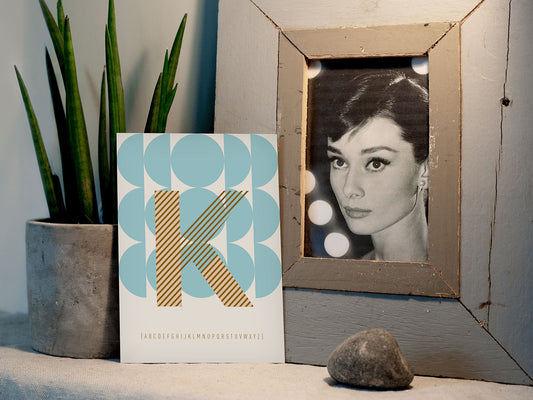 Postkarte Buchstabe K / ABC Karte, Alphabet, Grußkarte, Initial