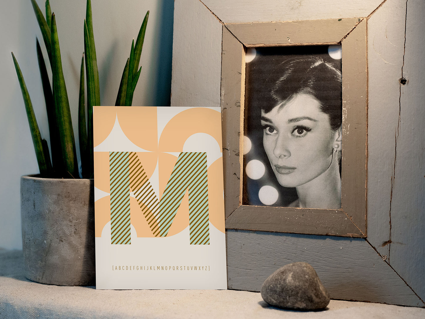 Postkarte Buchstabe M / ABC Karte, Alphabet, Grußkarte, Initial