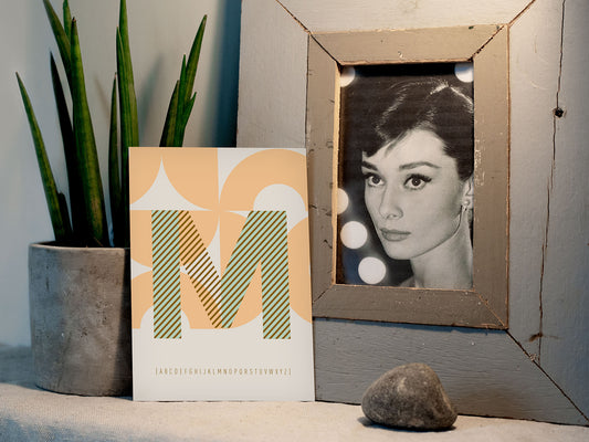 Postkarte Buchstabe M / ABC Karte, Alphabet, Grußkarte, Initial