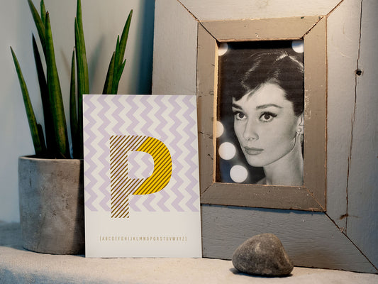 Postkarte Buchstabe P / ABC Karte, Alphabet, Grußkarte, Initial