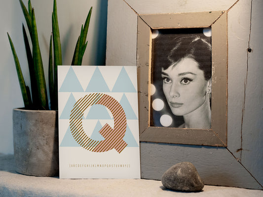 Postkarte Buchstabe Q / ABC Karte, Alphabet, Grußkarte, Initial