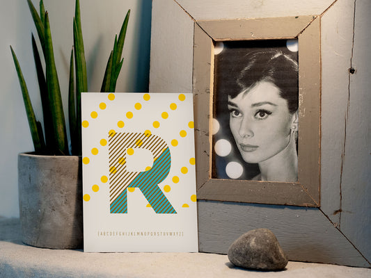 Postkarte Buchstabe R / ABC Karte, Alphabet, Grußkarte, Initial