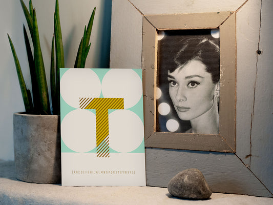 Postkarte Buchstabe T / ABC Karte, Alphabet, Grußkarte, Initial