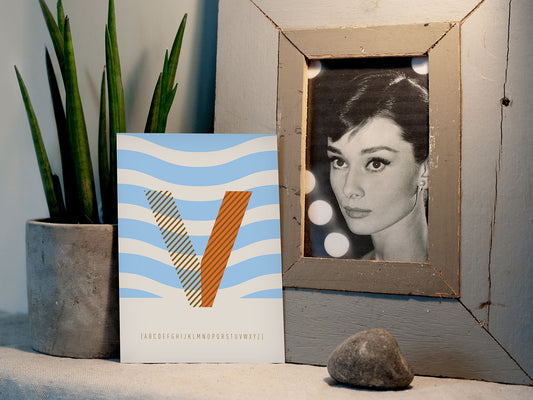 Postkarte Buchstabe V / ABC Karte, Alphabet, Grußkarte, Initial