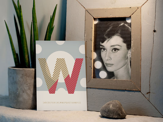 Postkarte Buchstabe W / ABC Karte, Alphabet, Grußkarte, Initial