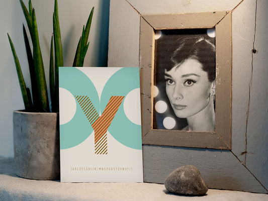 Postkarte Buchstabe Y / ABC Karte, Alphabet, Grußkarte, Initial