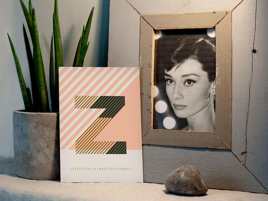 Postkarte Buchstabe Z / ABC Karte, Alphabet, Grußkarte, Initial