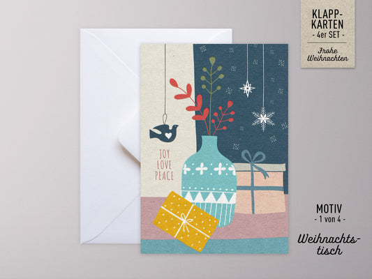 Weihnachtskarten-Set ›FROHE WEIHNACHTEN‹, Grußkarten mit Vintage- und hygge-Touch