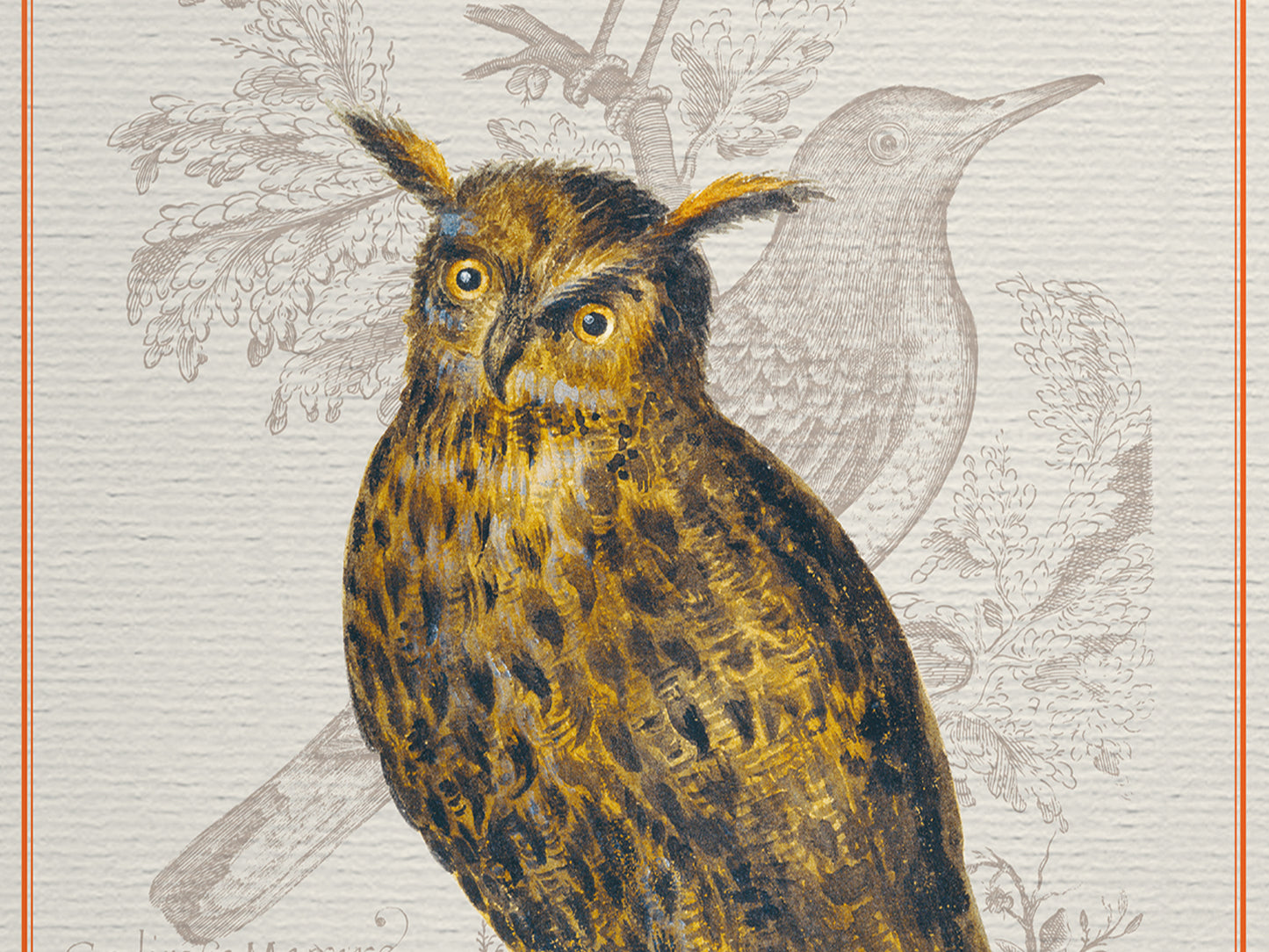 edles Notizbuch mit elegant schimmerndem Kashgar-Leinen und Lesebändchen, Natur, Geschenk, Vogel, Uhu