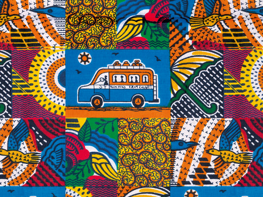 edles Notizbuch mit elegant schimmerndem Kashgar-Leinen und Lesebändchen, Wax, Geschenk, Stoffmuster, Afrika, bunt