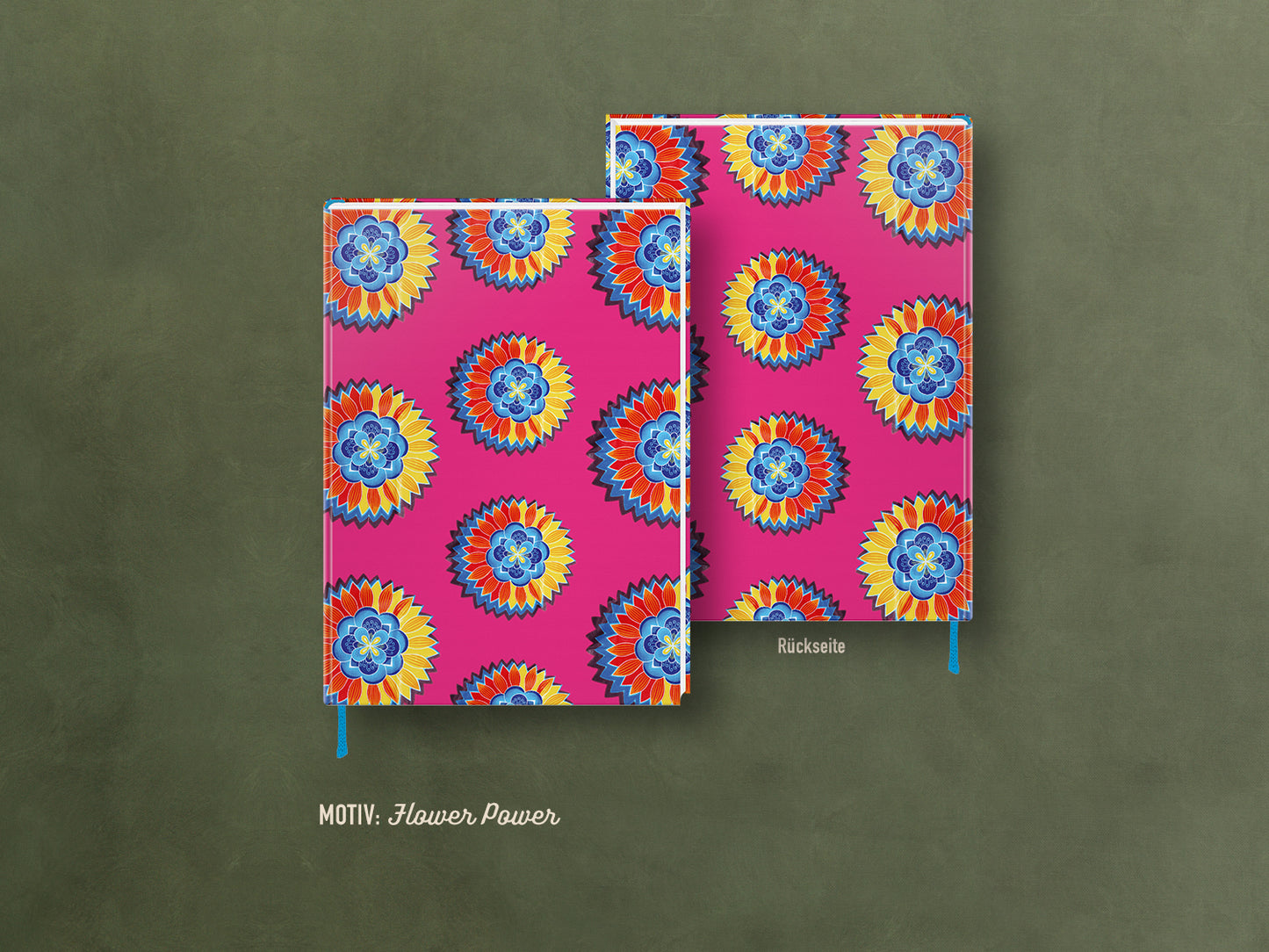 edles Notizbuch mit elegant schimmerndem Kashgar-Leinen und Lesebändchen, Wax, Geschenk, Stoffmuster, Afrika, bunt