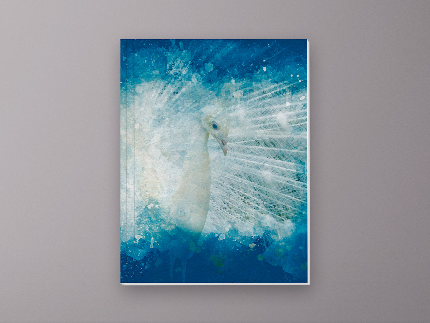 Notizheft ›Pfau‹, mit Retro Illustration in DIN A5 und Punkteraster