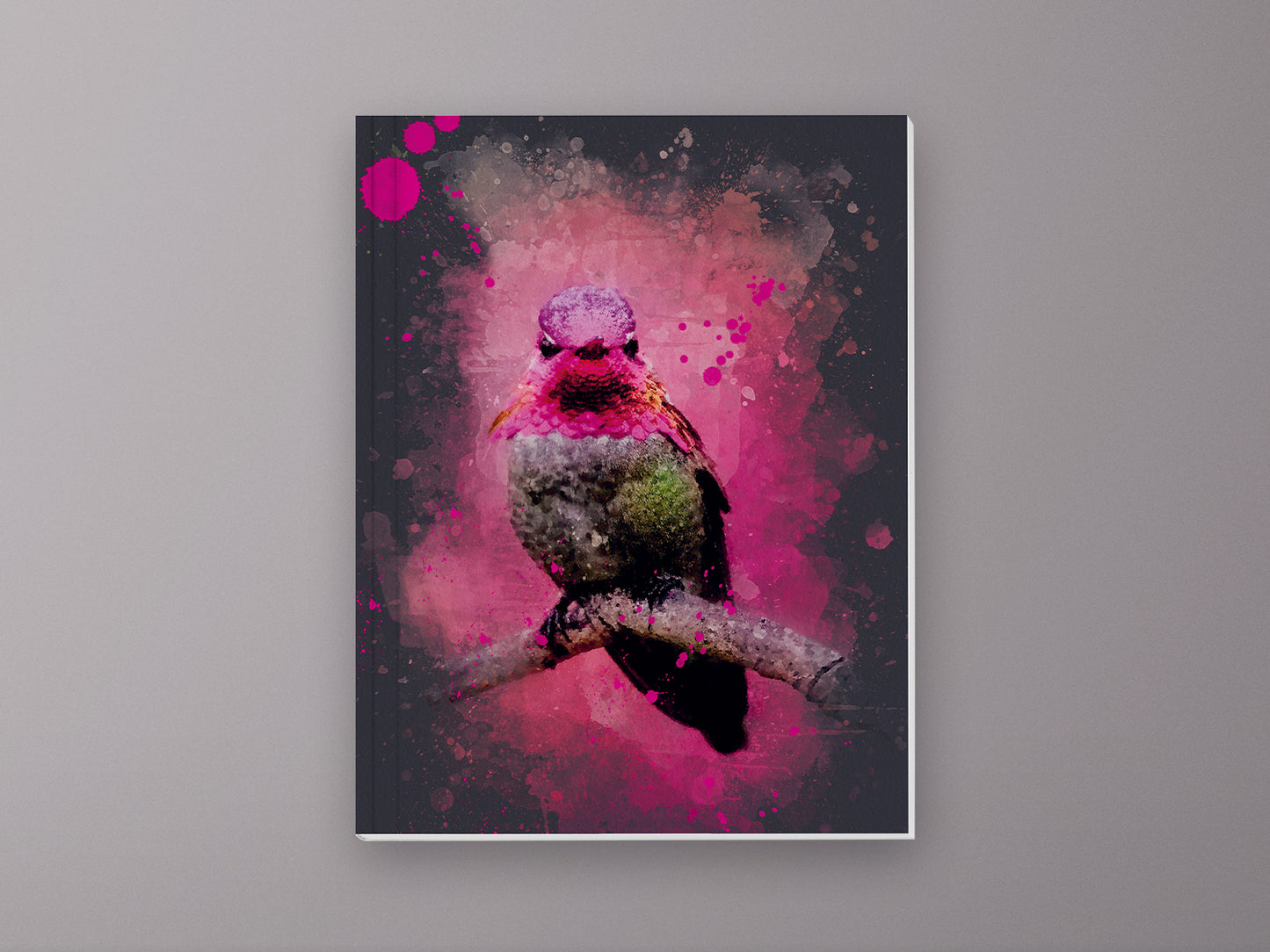 Notizheft ›Kolibri‹, mit Retro Illustration in DIN A5 und Punkteraster für deine Notizen