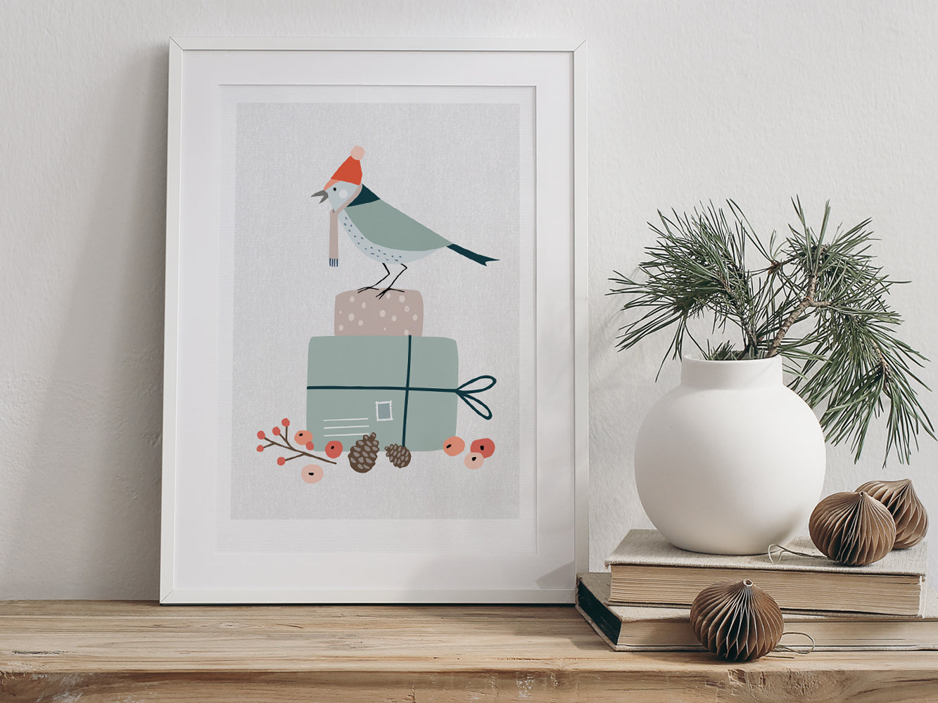 DRUCK ›Weihnachten 03‹ / Art Print, Poster, Illustrationen, Scandi Nordic Deco, Winterlandschaft, Winter, Homedeco