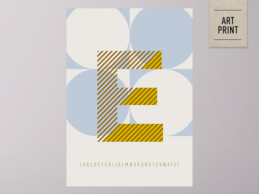 DRUCK ›E-TYPEFACE‹ / ABC, Wandbild, Typo-Poster, Kunstdruck, Alphabet, Typografie