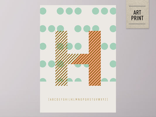 DRUCK ›H-TYPEFACE‹ / ABC, Wandbild, Typo-Poster, Kunstdruck, Alphabet, Typografie
