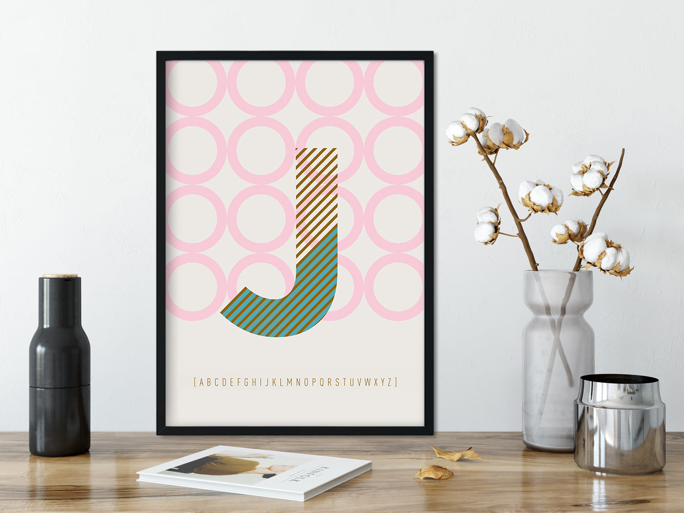 DRUCK ›J-TYPEFACE‹ / ABC, Wandbild, Typo-Poster, Kunstdruck, Alphabet, Typografie