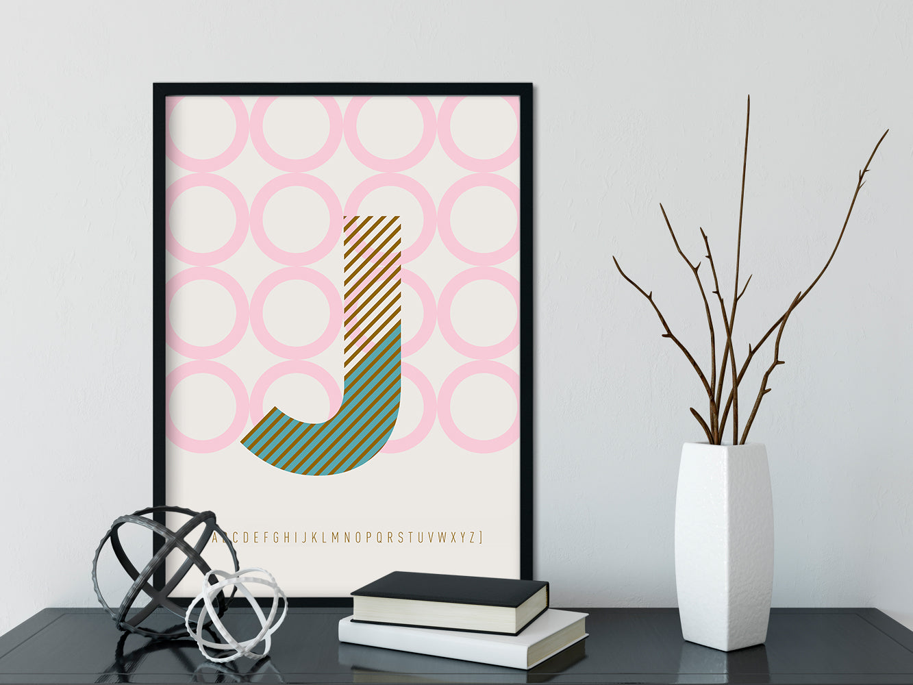 DRUCK ›J-TYPEFACE‹ / ABC, Wandbild, Typo-Poster, Kunstdruck, Alphabet, Typografie