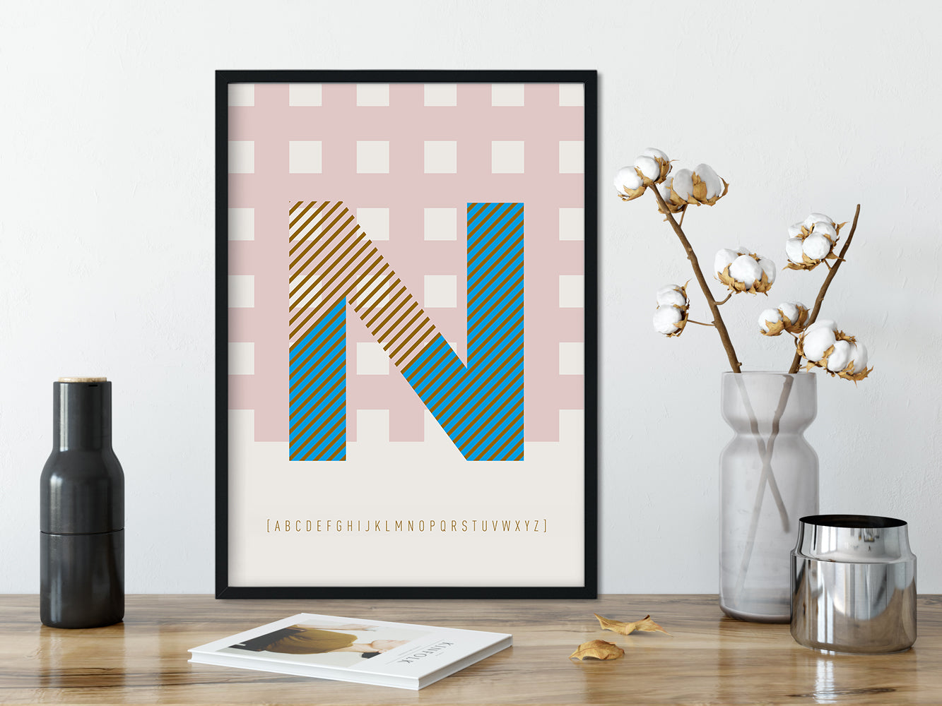 DRUCK ›N-TYPEFACE‹ / ABC, Wandbild, Typo-Poster, Kunstdruck, Alphabet, Typografie