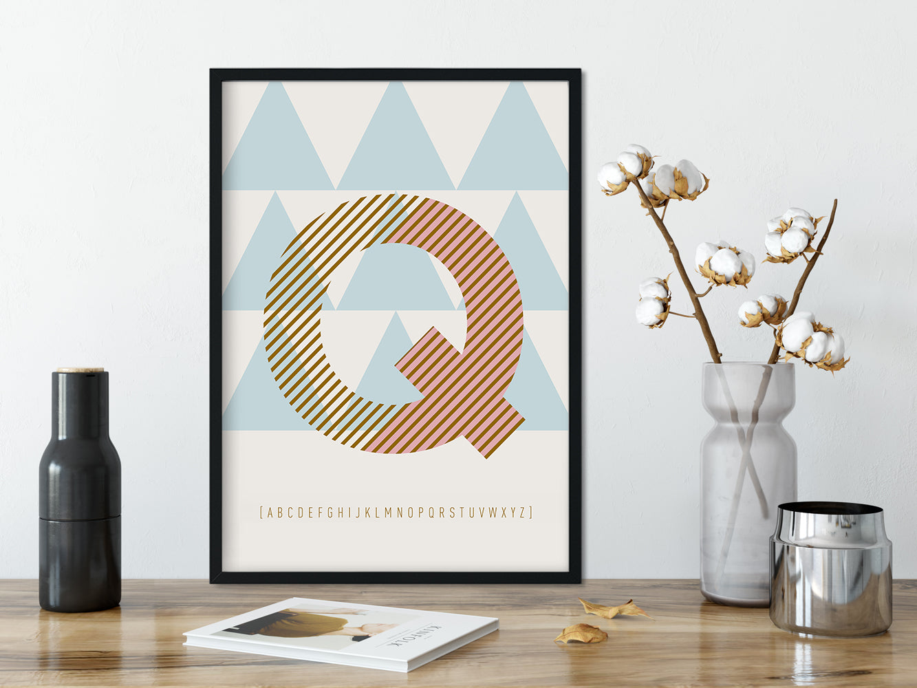 DRUCK ›Q-TYPEFACE‹ / ABC, Wandbild, Typo-Poster, Kunstdruck, Alphabet, Typografie