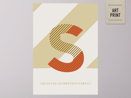 DRUCK ›S-TYPEFACE‹ / ABC, Wandbild, Typo-Poster, Kunstdruck, Alphabet, Typografie