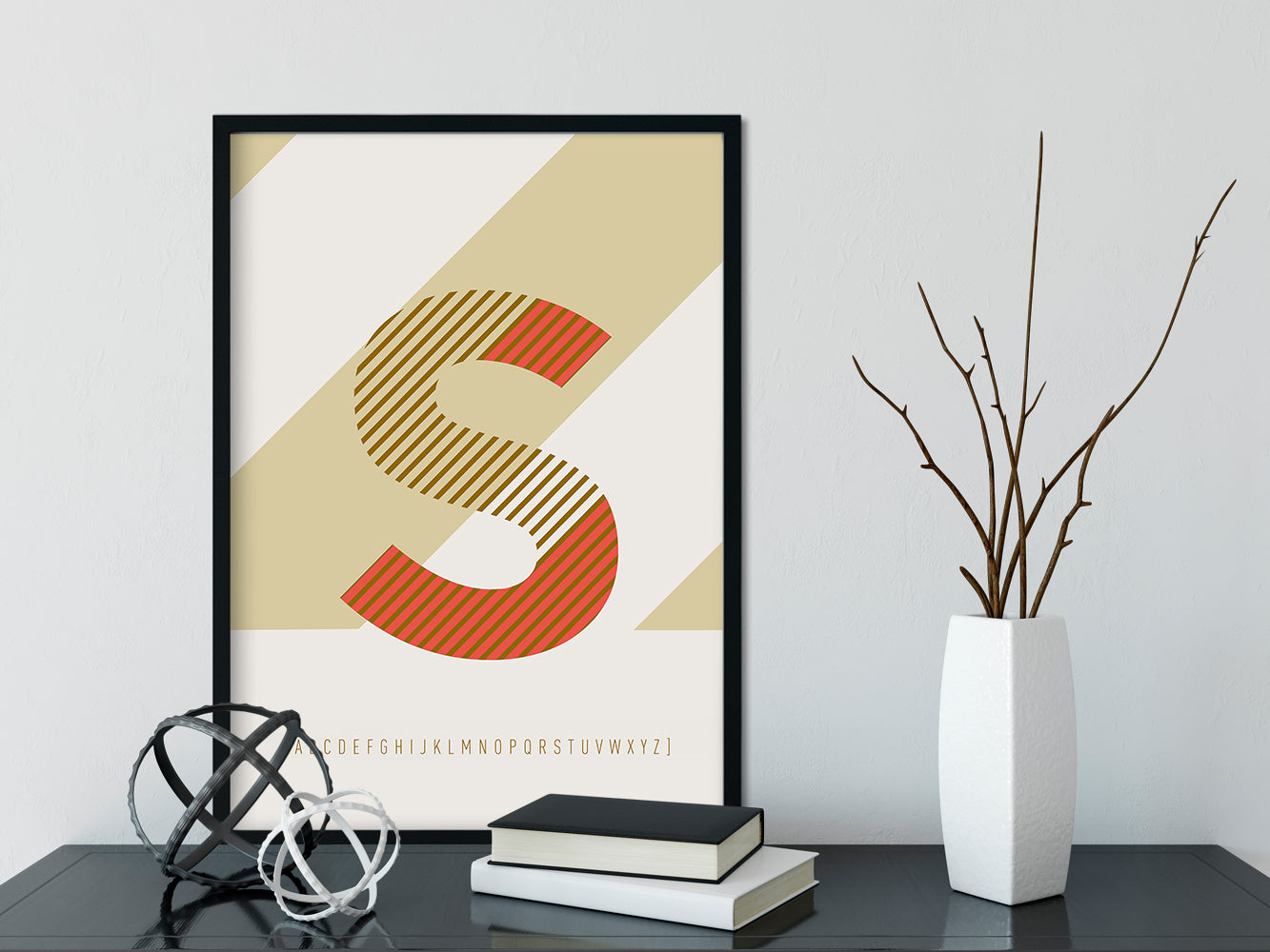 DRUCK ›S-TYPEFACE‹ / ABC, Wandbild, Typo-Poster, Kunstdruck, Alphabet, Typografie