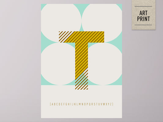 DRUCK ›T-TYPEFACE‹ / ABC, Wandbild, Typo-Poster, Kunstdruck, Alphabet, Typografie