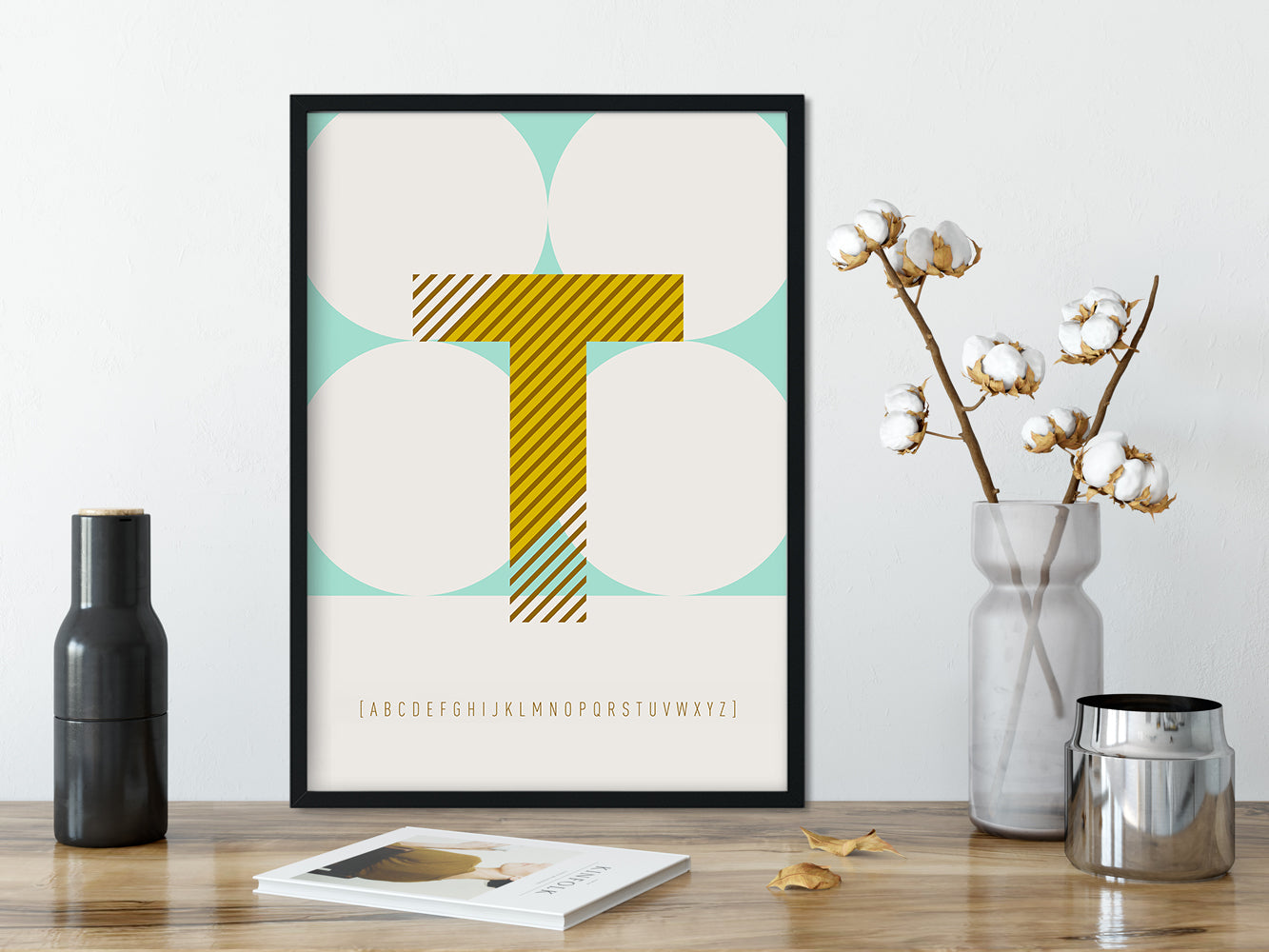 DRUCK ›T-TYPEFACE‹ / ABC, Wandbild, Typo-Poster, Kunstdruck, Alphabet, Typografie