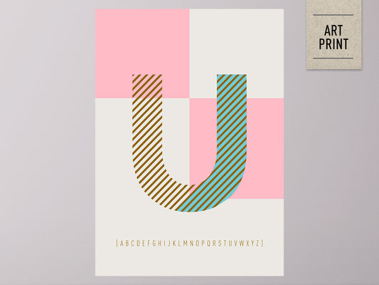 DRUCK ›U-TYPEFACE‹ / ABC, Wandbild, Typo-Poster, Kunstdruck, Alphabet, Typografie